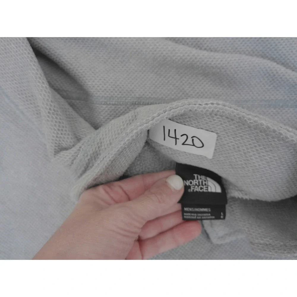 The North Face Quarter Zip Pullover Mens L Blue Grey Waffle Knit Fleece Active